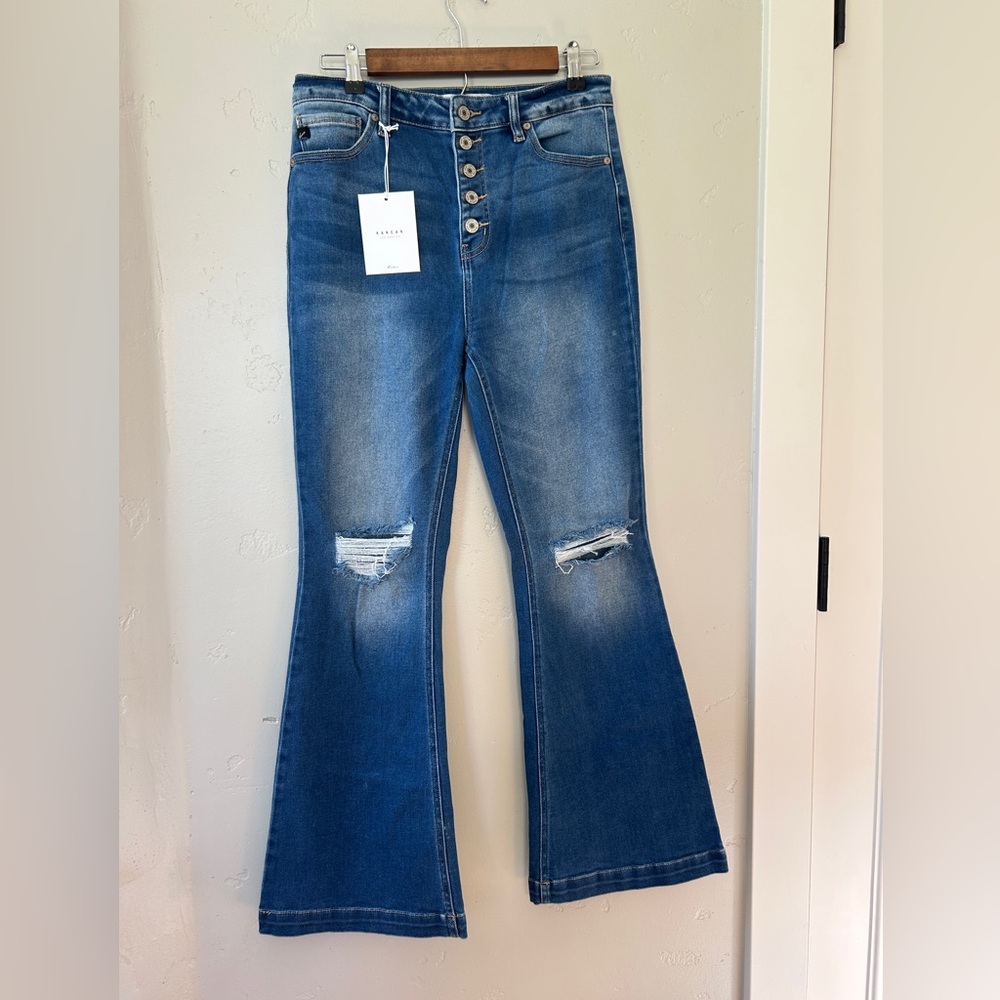 KanCan Blue Distressed Flare Jeans